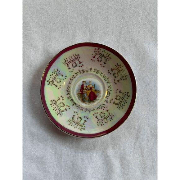 Vintage China Tea Set & Sugar Bowl, Set for Six, Gold Trim, Cups, Saucers - Picture 12 of 12